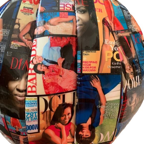 Michelle Obama Patchwork Magazine Cover Collage Patent Handbag - Picture 6 of 8
